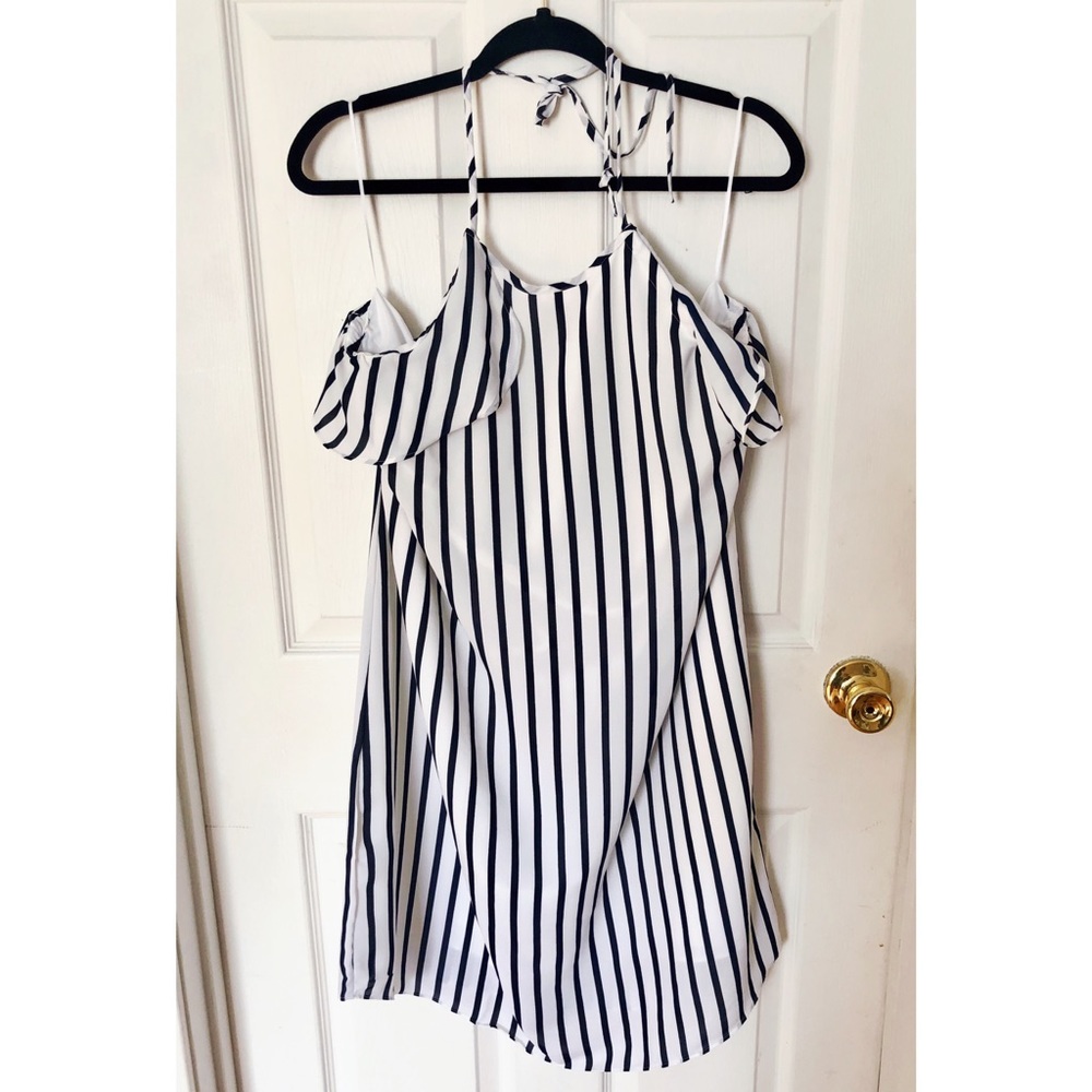 J Crew white and navy striped dress